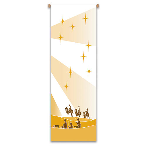 Bannière Slabbinck jaune Rois Mages et berger 300x100 cm 1