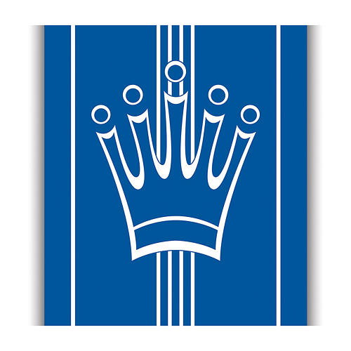 Slabbinck blue banner with cross and Marian crown, 120x40 in 3