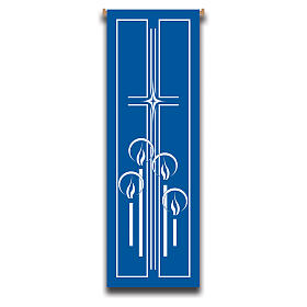 Banner Slabbinck blu croce e candele dell'Avvento 300x100 cm