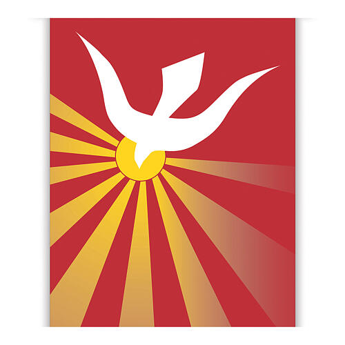 Slabbinck red banner with Holy Spirit dove, 120x40 in 3