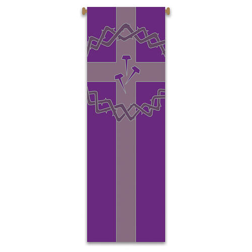 Banner Slabbinck viola croce, corona di spine e chiodi 300x100 cm 1