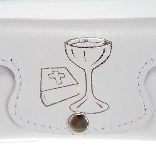 Rosary case in white leather, first holy communion 2