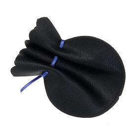 Portarosario pelle sacchetto nero croce oro