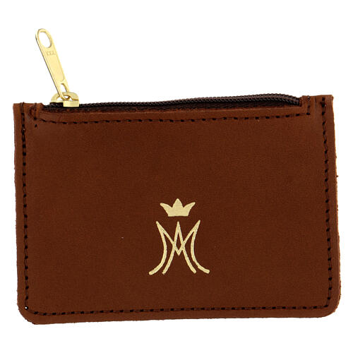 Rosary case with snap fastener and gold Marian symbol 1