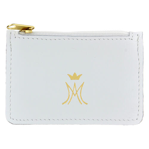 Rosary case with snap fastener and gold Marian symbol 2