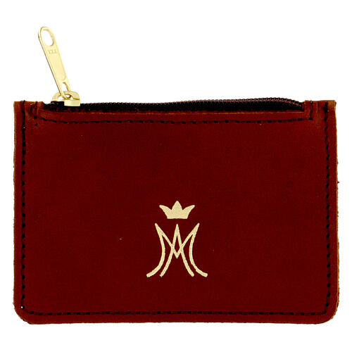 Rosary case with snap fastener and gold Marian symbol 3