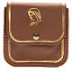 Rosary case in brown leather with image of Our Lady s1