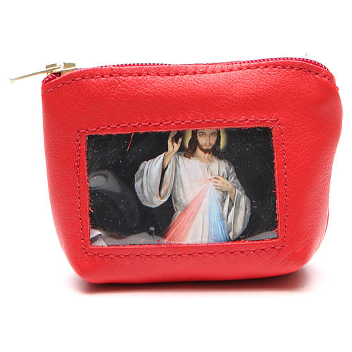 STOCK Rosary case in red leather Jubilee of Mercy 2