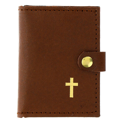 Rosary case in brown leather with cross 6