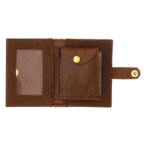 Rosary case in brown leather with cross 7
