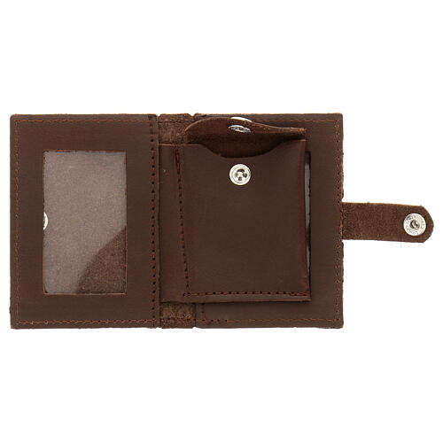 Rosary case in brown leather with cross 3