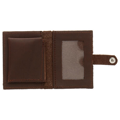 Rosary case in brown leather with cross 4