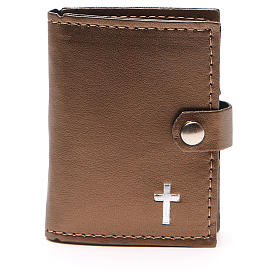 Portarosari: Portarosario pelle marrone croce