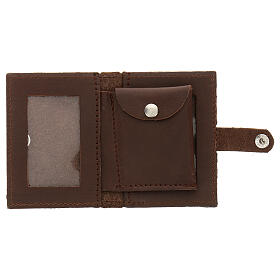 Rosary case in brown leather with cross