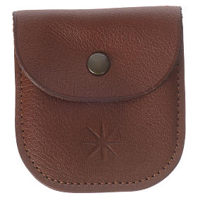 Portarosari: Portarosario decina pelle marrone Monaci di Bethlèem