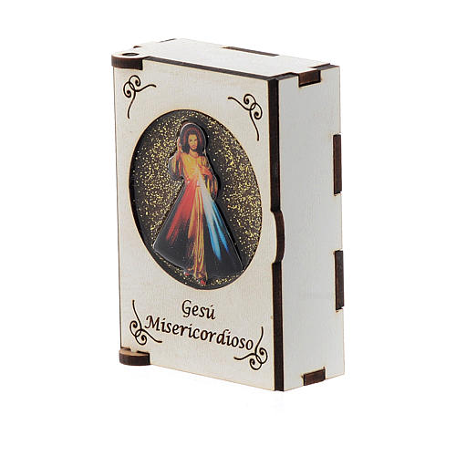 Rosary case in laser cut wood, Divine Mercy 2