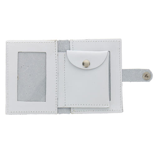 Rosary case in white leather with cross 2
