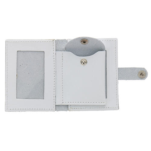 Rosary case in white leather with cross 3