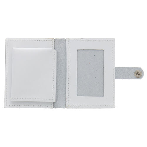 Rosary case in white leather with cross 4