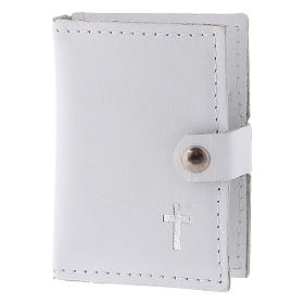 Portarosari: Portarosario pelle croce bianco