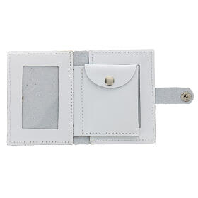 Rosary case in white leather with cross