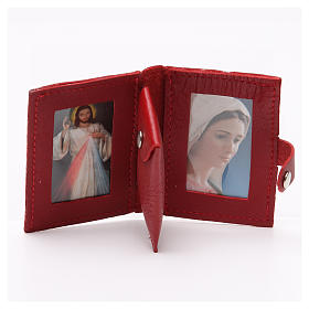 Rosary case in red leather with cross