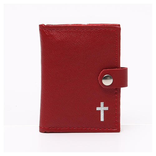 Rosary case in red leather with cross 1