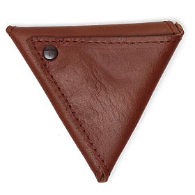 Porte-clés: Étui à chapelet triangle cuir brun Jubilé Porte-clés: Étui à chapelet triangle cuir brun Jubilé