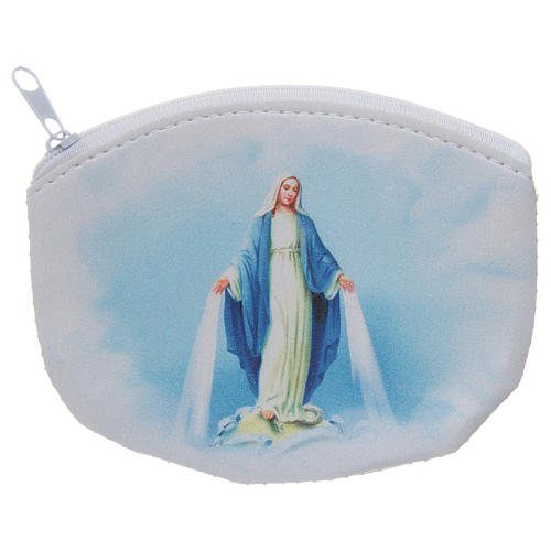 White rosary holder with Our Lady of Miracles image 1