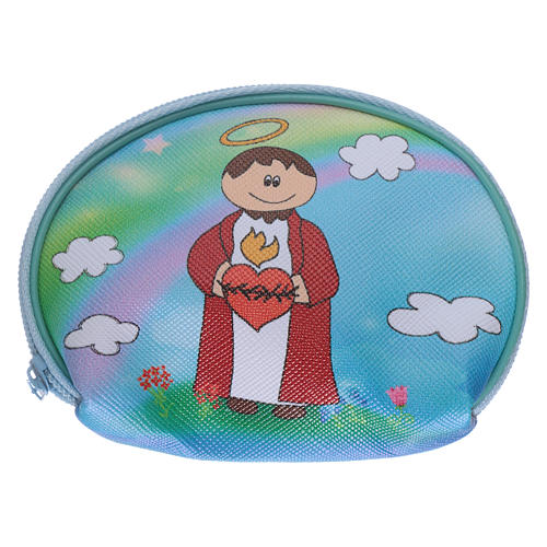 Purse rosary holder 10x8 cm with The Sacred Heart of Jesus image 1