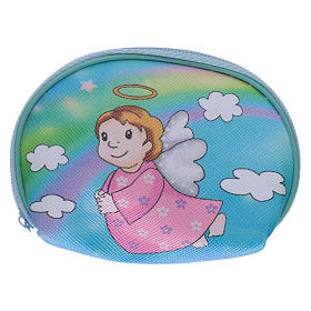 Purse rosary holder 10x8 cm with Angel dressed in pink image