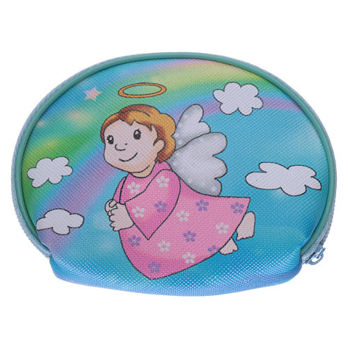Purse rosary holder 10x8 cm with Angel dressed in pink image 2