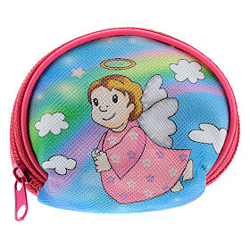 Purse rosary holder 7x6 cm with Angel dressed in pink image