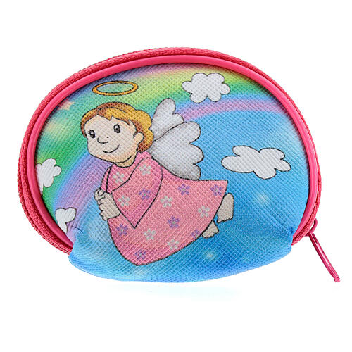 Purse rosary holder 7x6 cm with Angel dressed in pink image 2