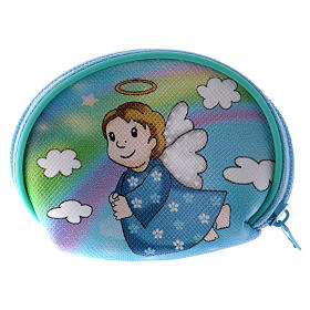 Purse rosary holder 7x6 cm with Angel dressed in light blue image