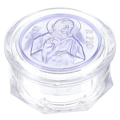 Padre Pio blue slide rosary holder 1