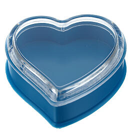 Boîte coeur fond bleu chapelet 4 mm