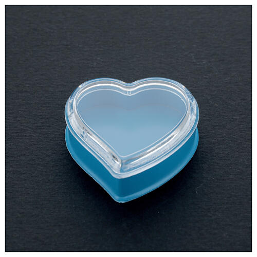 Boîte coeur fond bleu chapelet 4 mm 2