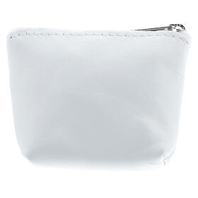 Divine Mercy white leather rosary bag 7x9x3 cm