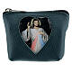 Divine Mercy green leather rosary bag 7x9x3 cm s1