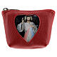 Red leather rosary case heart Divine Mercy 3x4x1 in s1