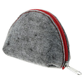 Pochette portarosario feltro grigio pelle rossa Immacolata 7x11x4 cm