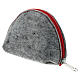 Immaculate Virgin rosary case grey felt and red leather 3x4x2 in s2