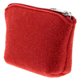 Divine Mercy rosary case in felt and red leather 7x10x3 cm