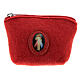 Pochette à chapelet feutre rouge Christ Miséricordieux 7x10x3 cm s1