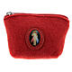 Divine Mercy rosary case red felt 3x4x1 in s1