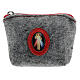 Merciful Jesus rosary case in felt and grey leather 7x10x3 cm s1