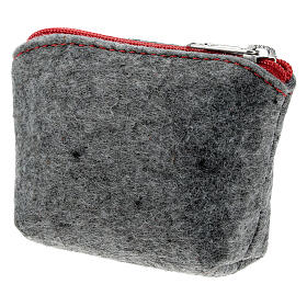 Astuccino portarosario Gesù Misericordioso feltro grigio pelle 7x10x3 cm