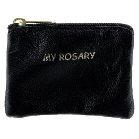 Pochette portarosario My Rosary pelle nera 6x8,5 cm