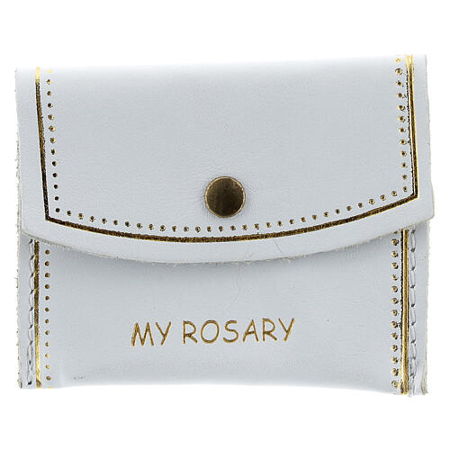 White leather rosary bag My Rosary 7x9 cm 1